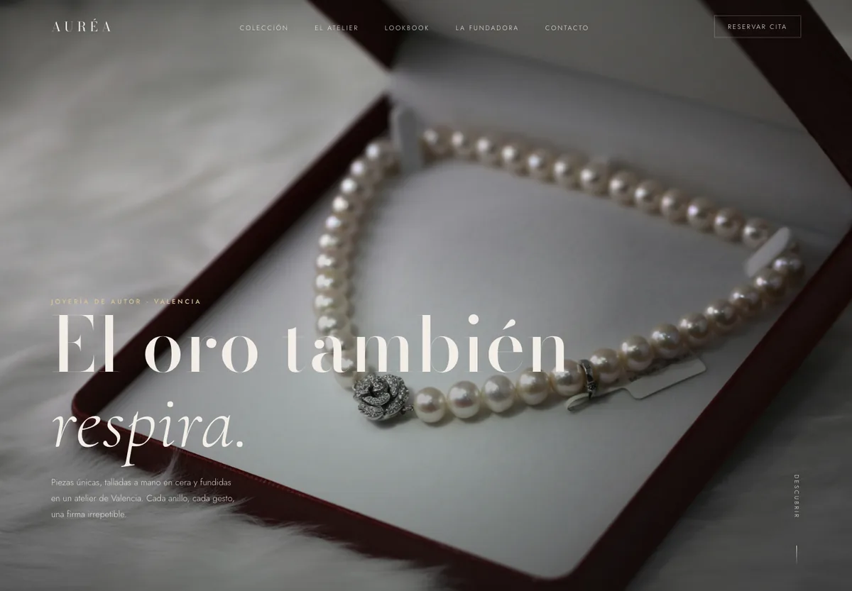 Web de AURÉA, joyería de autor, en escritorio