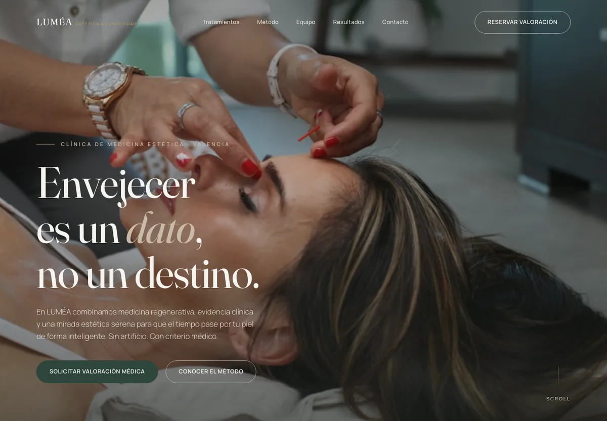 Web de LUMÉA, medicina estética, en escritorio